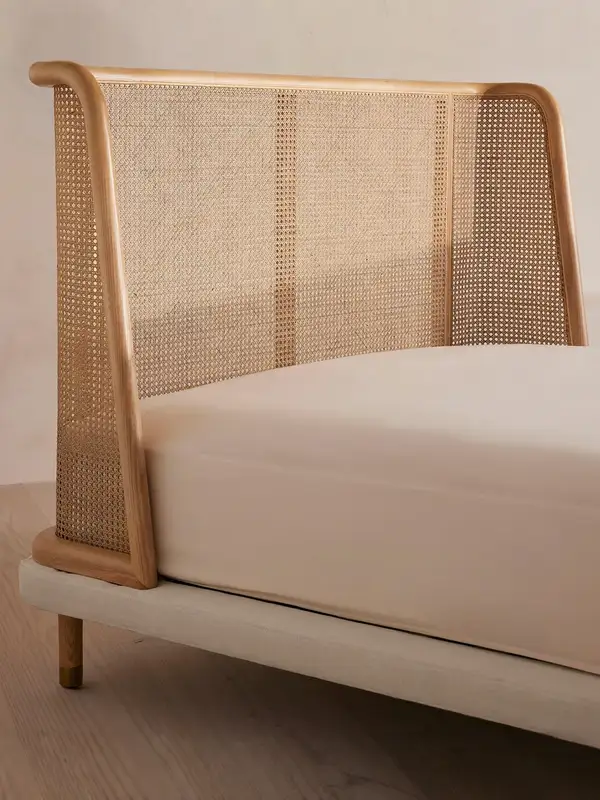 French-Inspired Solid Wood Cane-Detailed Bed — product image 2