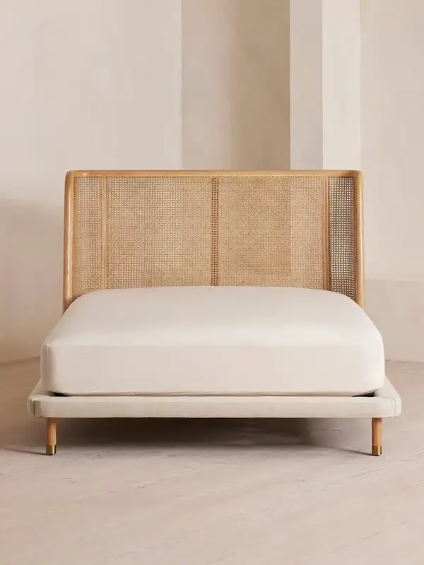 French-Inspired Solid Wood Cane-Detailed Bed — product image 3