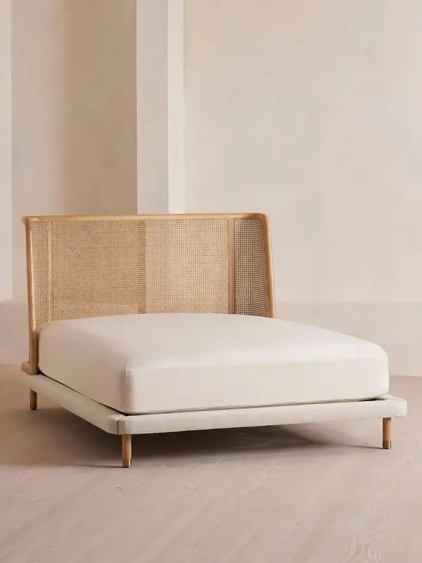 French-Inspired Solid Wood Cane-Detailed Bed — product image 4