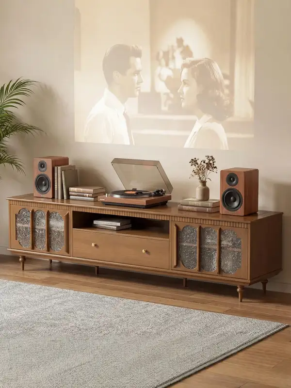 French-Inspired Solid Wood Storage TV Unit — product image 1