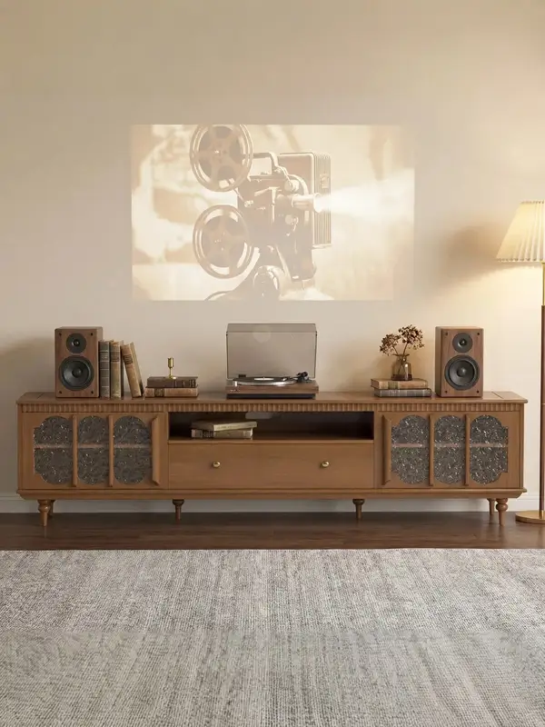 French-Inspired Solid Wood Storage TV Unit — product image 2