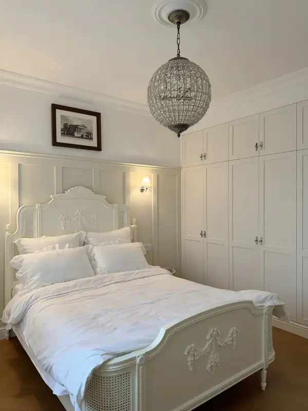 French-Inspired Solid Wood Cane-Detailed Bed — product image 1