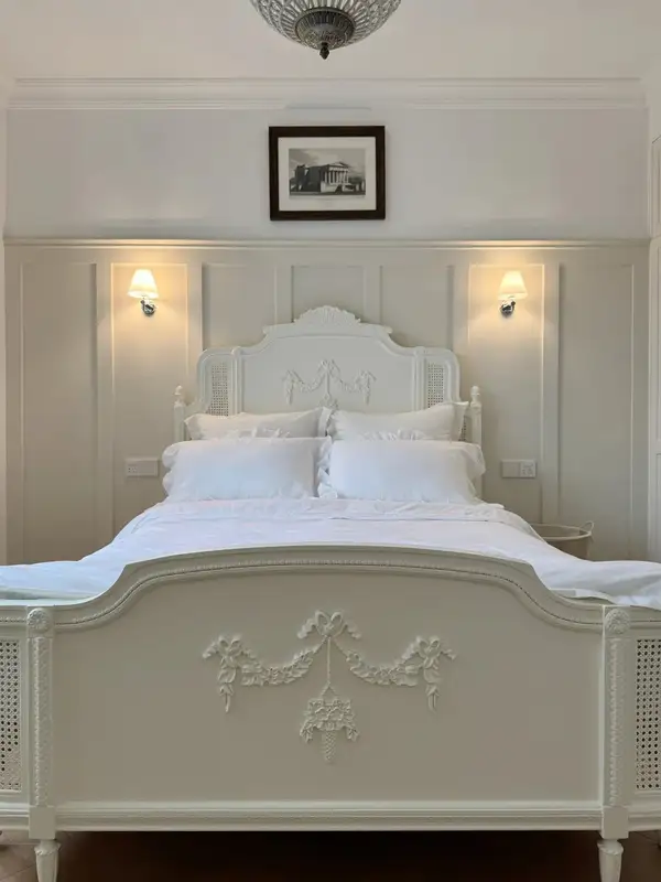 French-Inspired Solid Wood Cane-Detailed Bed — product image 4