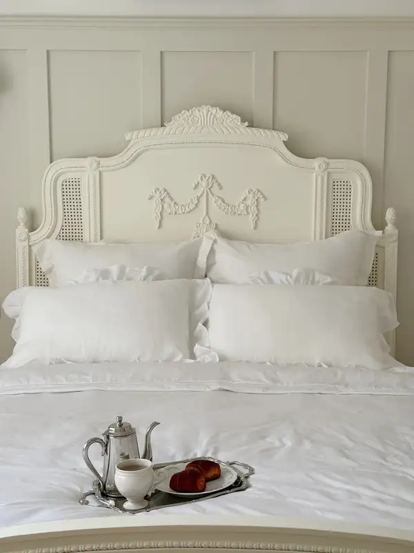 French-Inspired Solid Wood Cane-Detailed Bed — product image 5