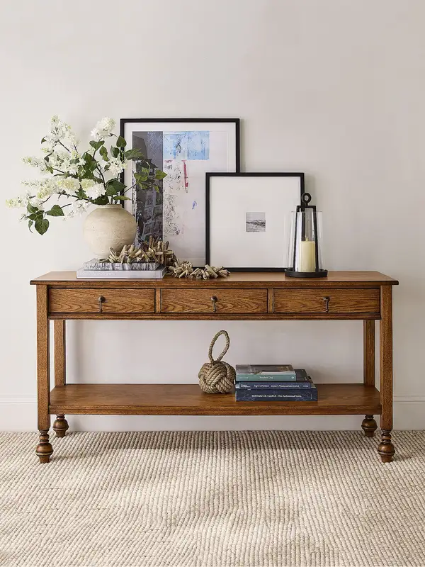 French-Inspired Solid Wood Storage Console Table — product image 1