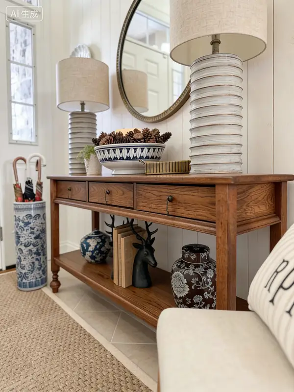French-Inspired Solid Wood Storage Console Table — product image 2