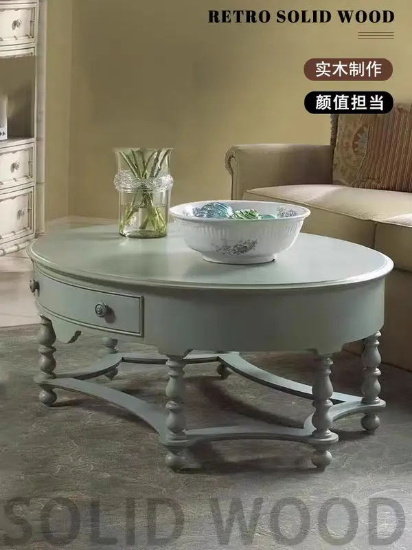 American-Style Solid Wood Carved Coffee Table — product image 2