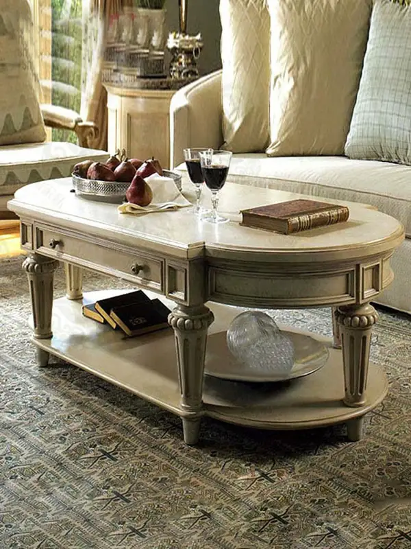 French-Inspired Solid Wood Carved Coffee Table — product image 1