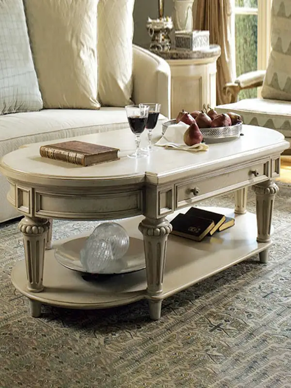 French-Inspired Solid Wood Carved Coffee Table — product image 2