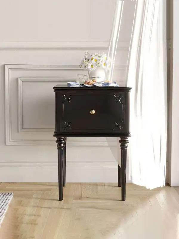 French-Inspired Solid Wood Storage Bedside Table — product image 1
