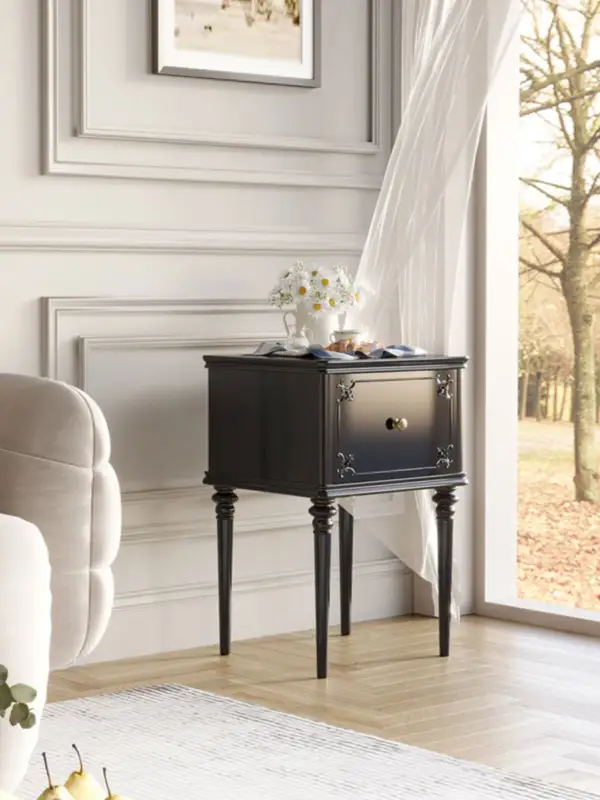 French-Inspired Solid Wood Storage Bedside Table — product image 2