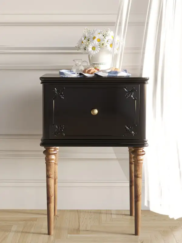 French-Inspired Solid Wood Storage Bedside Table — product image 3