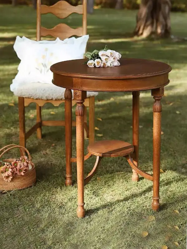 French-Inspired Solid Wood Round Coffee Table — product image 1