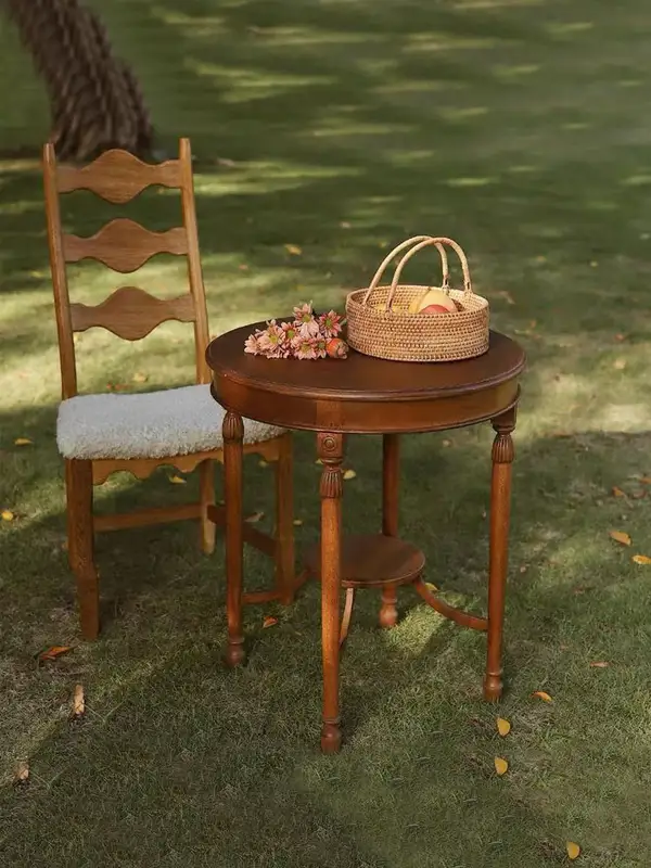 French-Inspired Solid Wood Round Coffee Table — product image 2