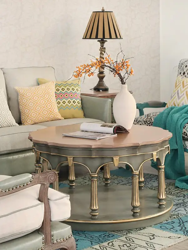 French-Inspired Solid Wood Carved Coffee Table — product image 1