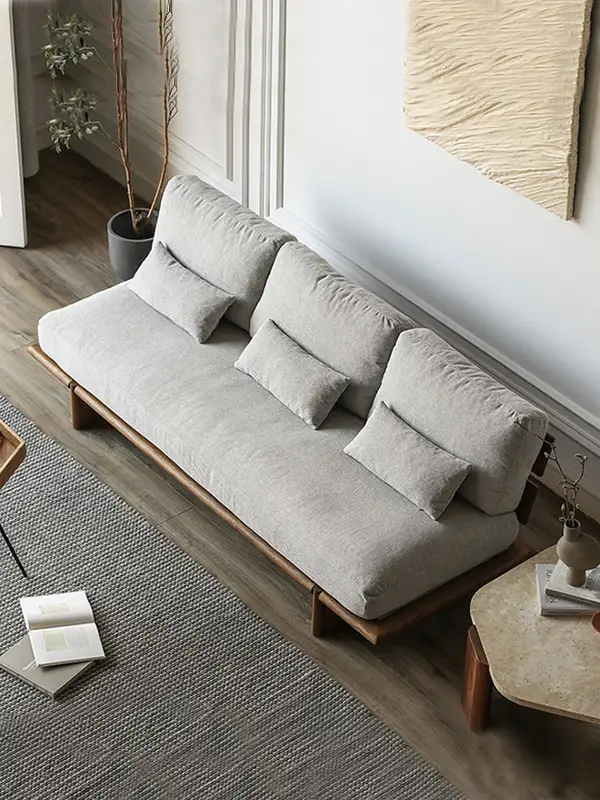 Wabi-Sabi-Inspired Mixed-Material Upholstered Sofa — product image 1