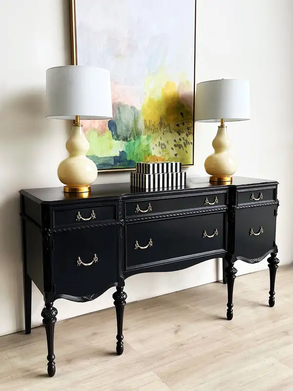 French-Inspired Solid Wood Carved Hallway Cabinet — product image 1