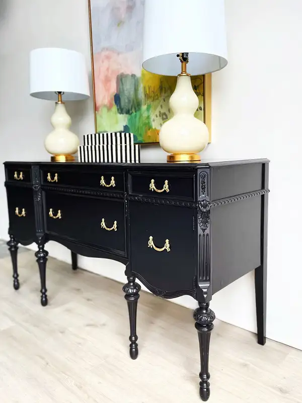 French-Inspired Solid Wood Carved Hallway Cabinet — product image 2