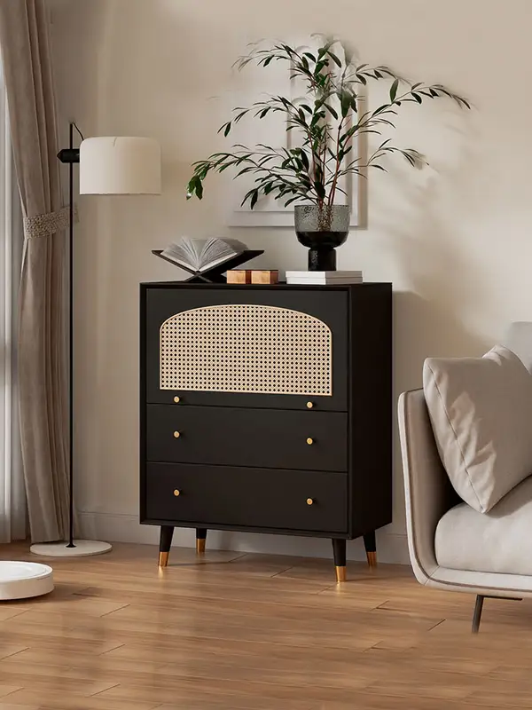 French-Inspired Solid Wood Cane-Detailed Chest of Drawers — product image 2