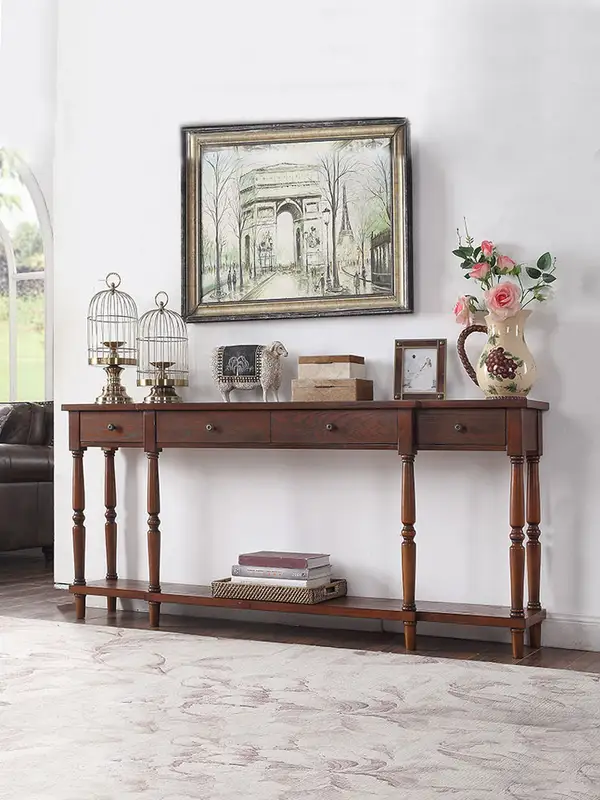 American-Style Solid Wood Storage Console Table — product image 2