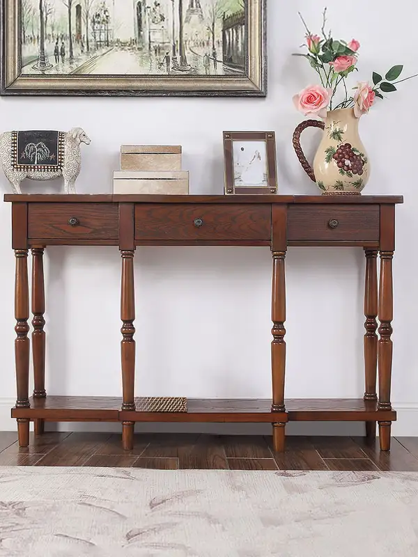 American-Style Solid Wood Storage Console Table — product image 3