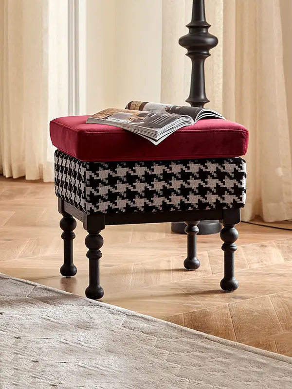 French-Inspired Mixed-Material Upholstered Entryway Bench — product image 1