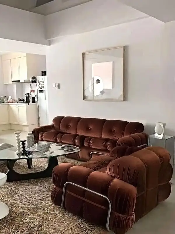 French-Inspired Mixed-Material Upholstered Sofa — product image 1