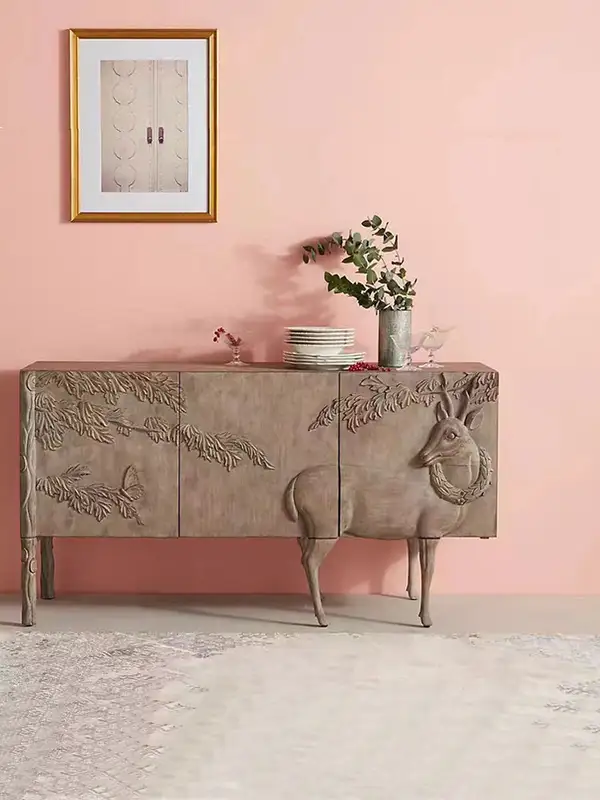 French-Inspired Mixed-Material Carved Sideboard — product image 2