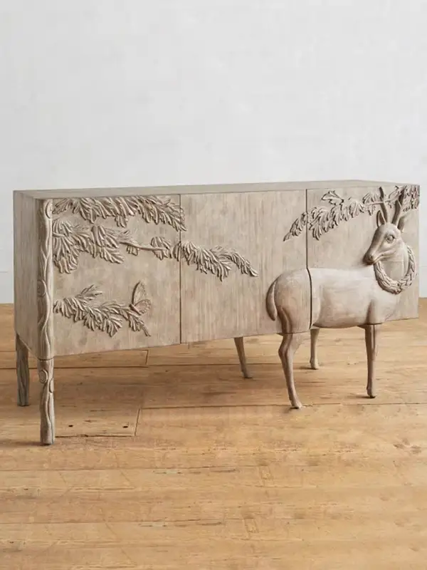 French-Inspired Mixed-Material Carved Sideboard — product image 3