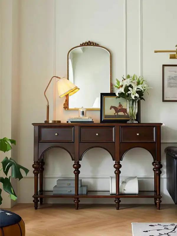 French-Inspired Solid Wood Storage Console Table — product image 1