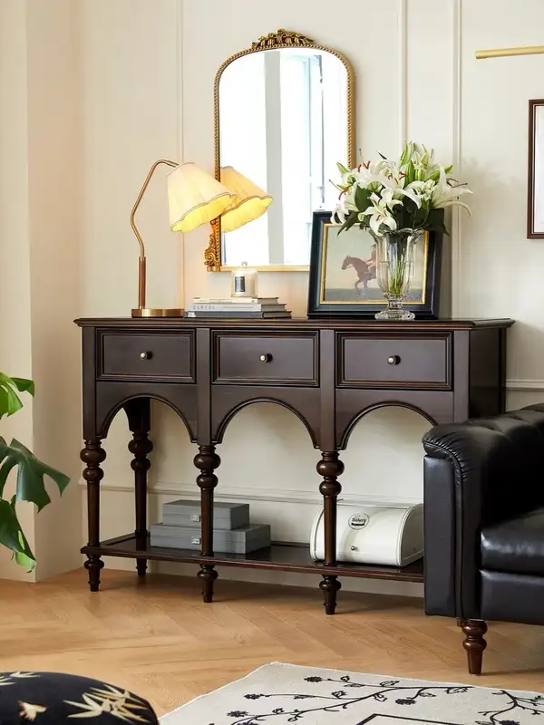 French-Inspired Solid Wood Storage Console Table — product image 2