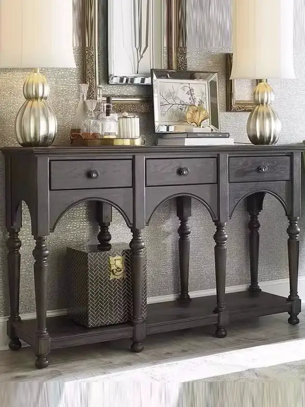 French-Inspired Solid Wood Storage Console Table — product image 3