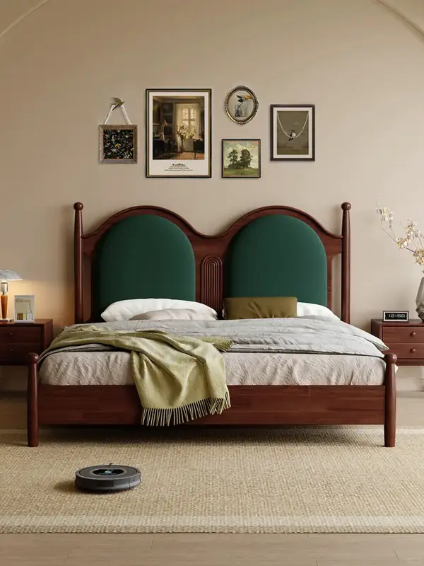 French-Inspired Mixed-Material Upholstered Bed — product image 1