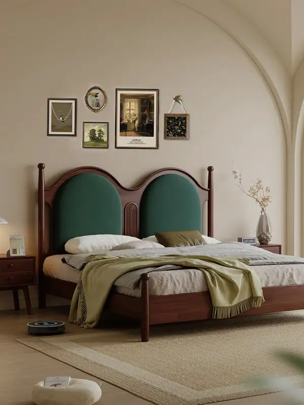 French-Inspired Mixed-Material Upholstered Bed — product image 2