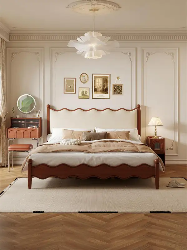French-Inspired Mixed-Material Upholstered Bed — product image 1