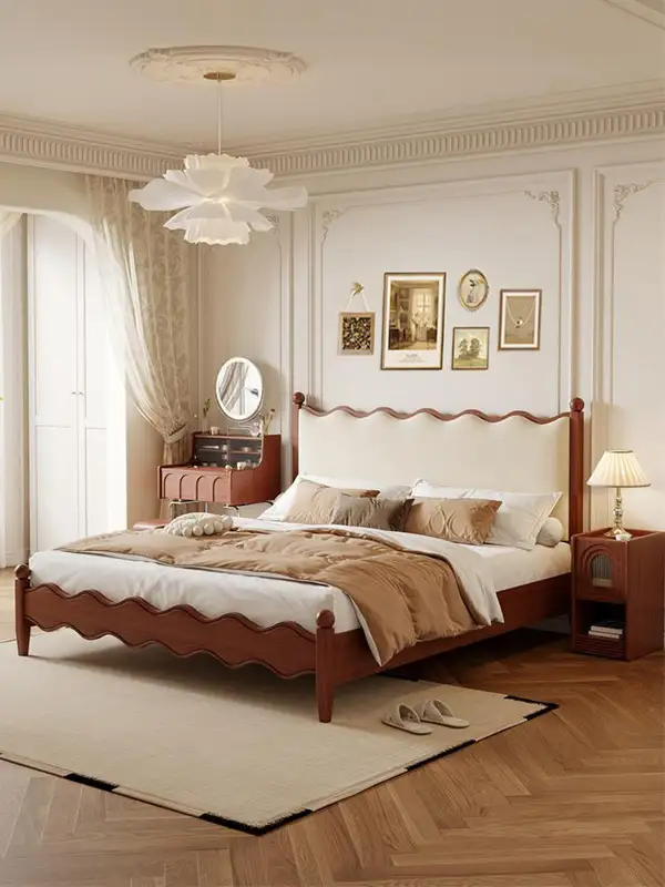 French-Inspired Mixed-Material Upholstered Bed — product image 2