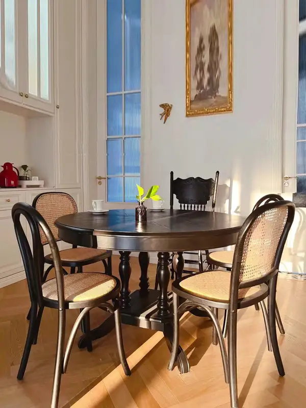 French-Inspired Solid Wood Carved Dining Table — product image 1