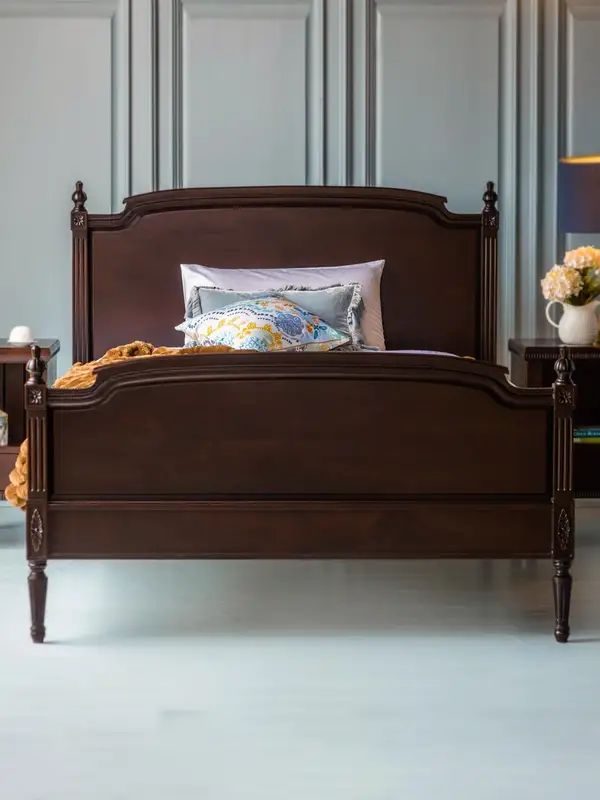 French-Inspired Solid Wood Carved Bed — product image 2