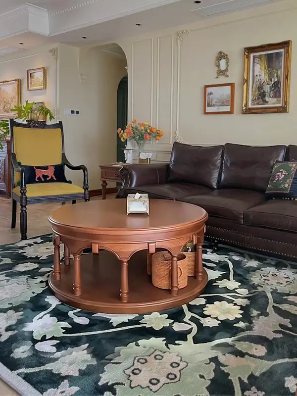 French-Inspired Solid Wood Round Coffee Table — product image 1
