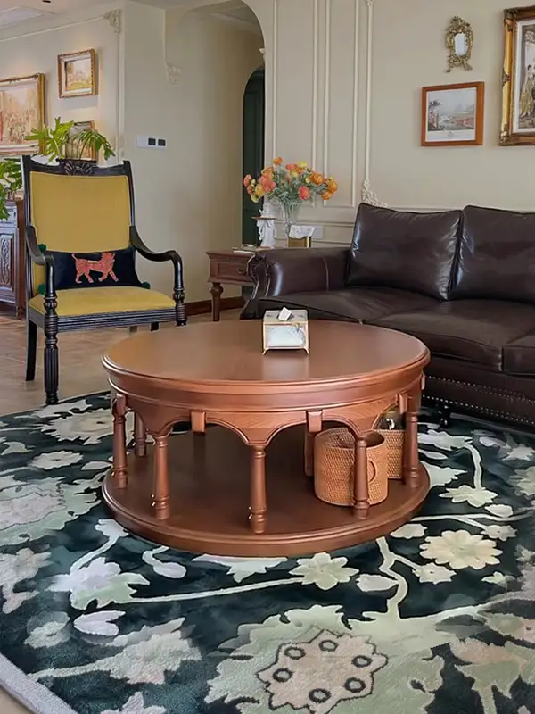 French-Inspired Solid Wood Round Coffee Table — product image 2