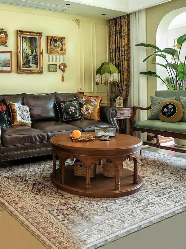 French-Inspired Solid Wood Round Coffee Table — product image 3