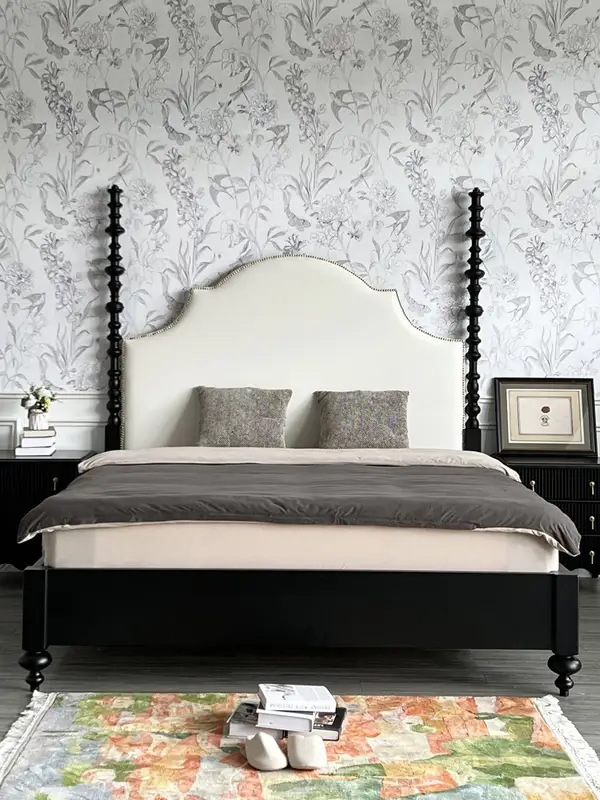 French-Inspired Mixed-Material Upholstered Bed — product image 1