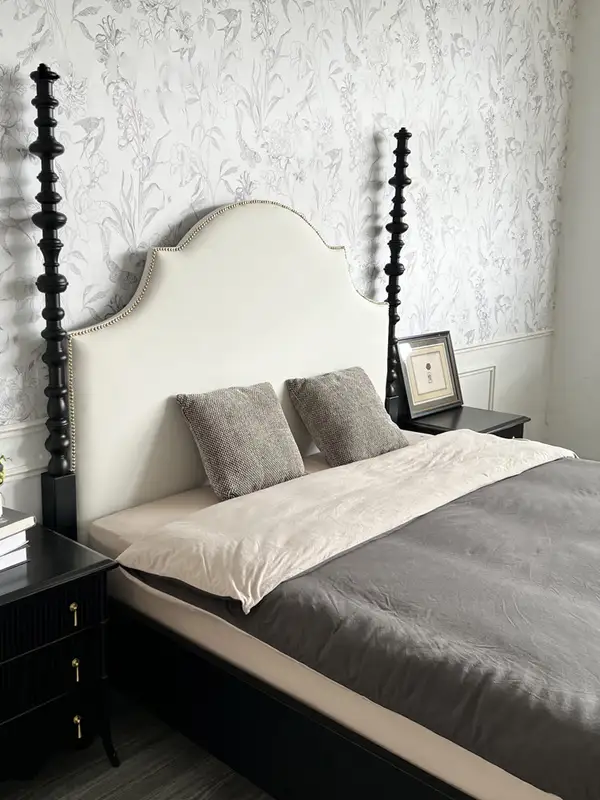 French-Inspired Mixed-Material Upholstered Bed — product image 2