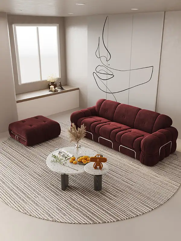 French-Inspired Mixed-Material Upholstered Sofa — product image 1