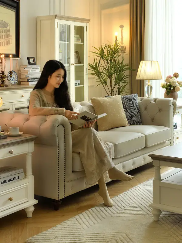 French-Inspired Mixed-Material Sofa — product image 2