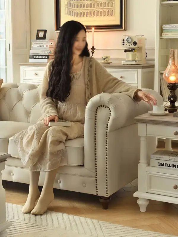 French-Inspired Mixed-Material Sofa — product image 3