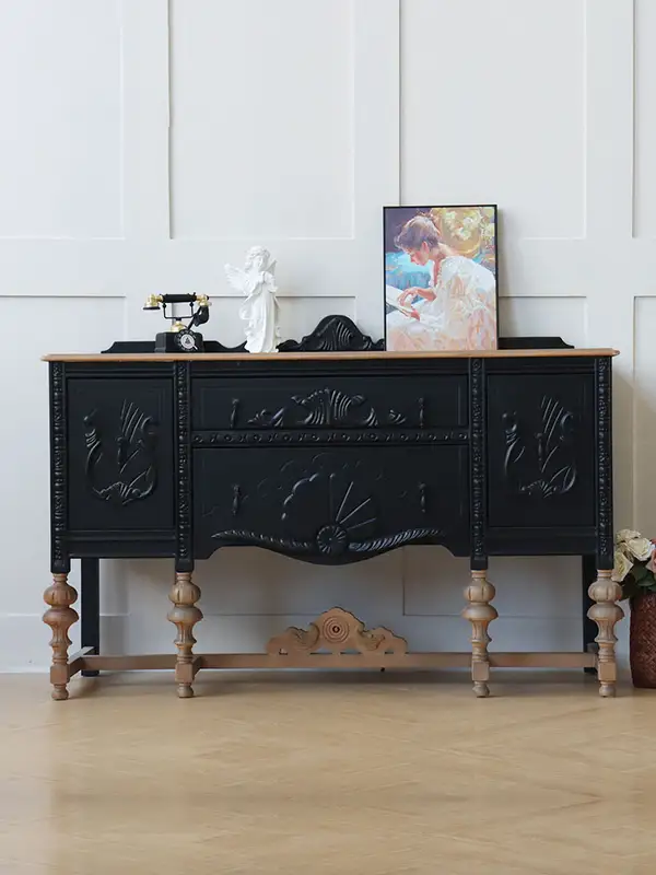 French-Inspired Solid Wood Carved Hallway Cabinet — product image 1