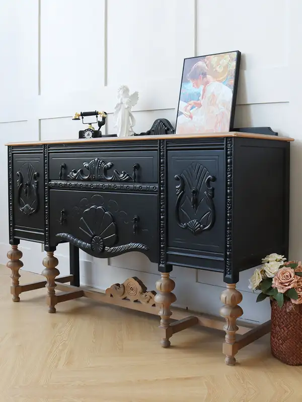 French-Inspired Solid Wood Carved Hallway Cabinet — product image 2