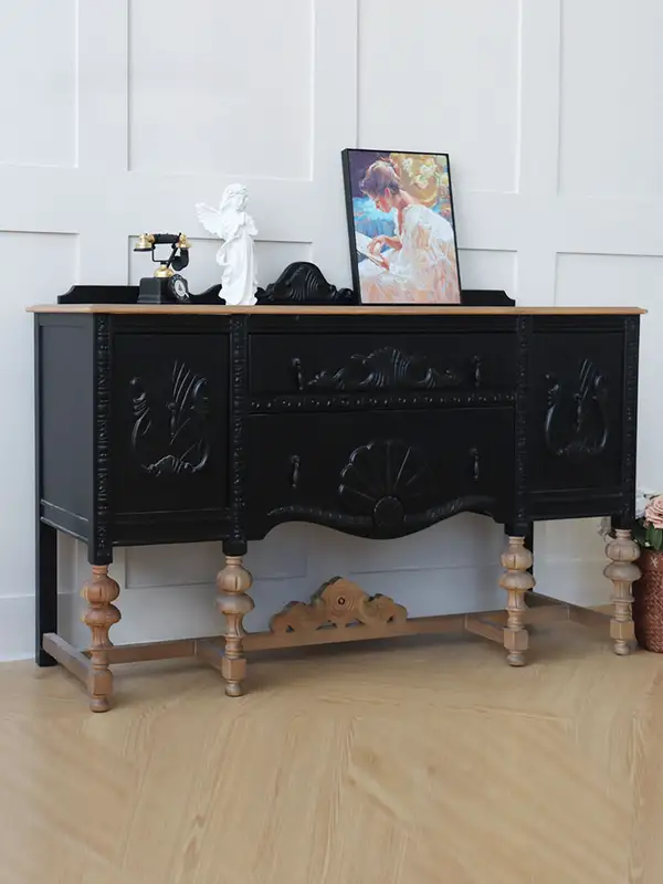 French-Inspired Solid Wood Carved Hallway Cabinet — product image 3