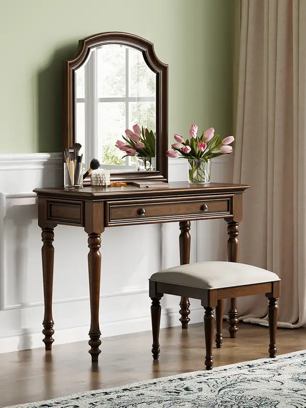 French-Inspired Solid Wood Storage Dressing Table — product image 1